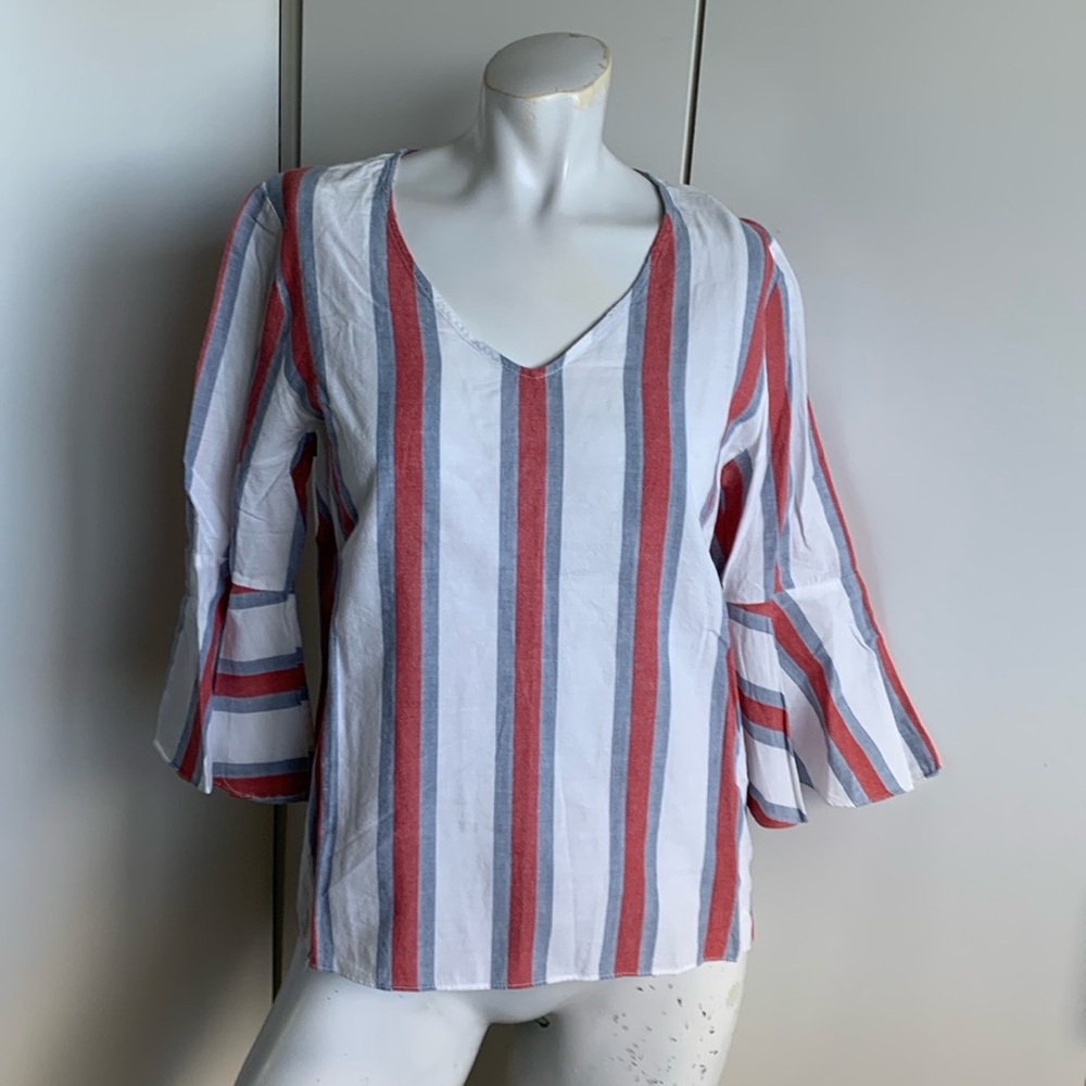 Jane & Delancey flare cuff V-neck ANTHROPOLOGIE blouse